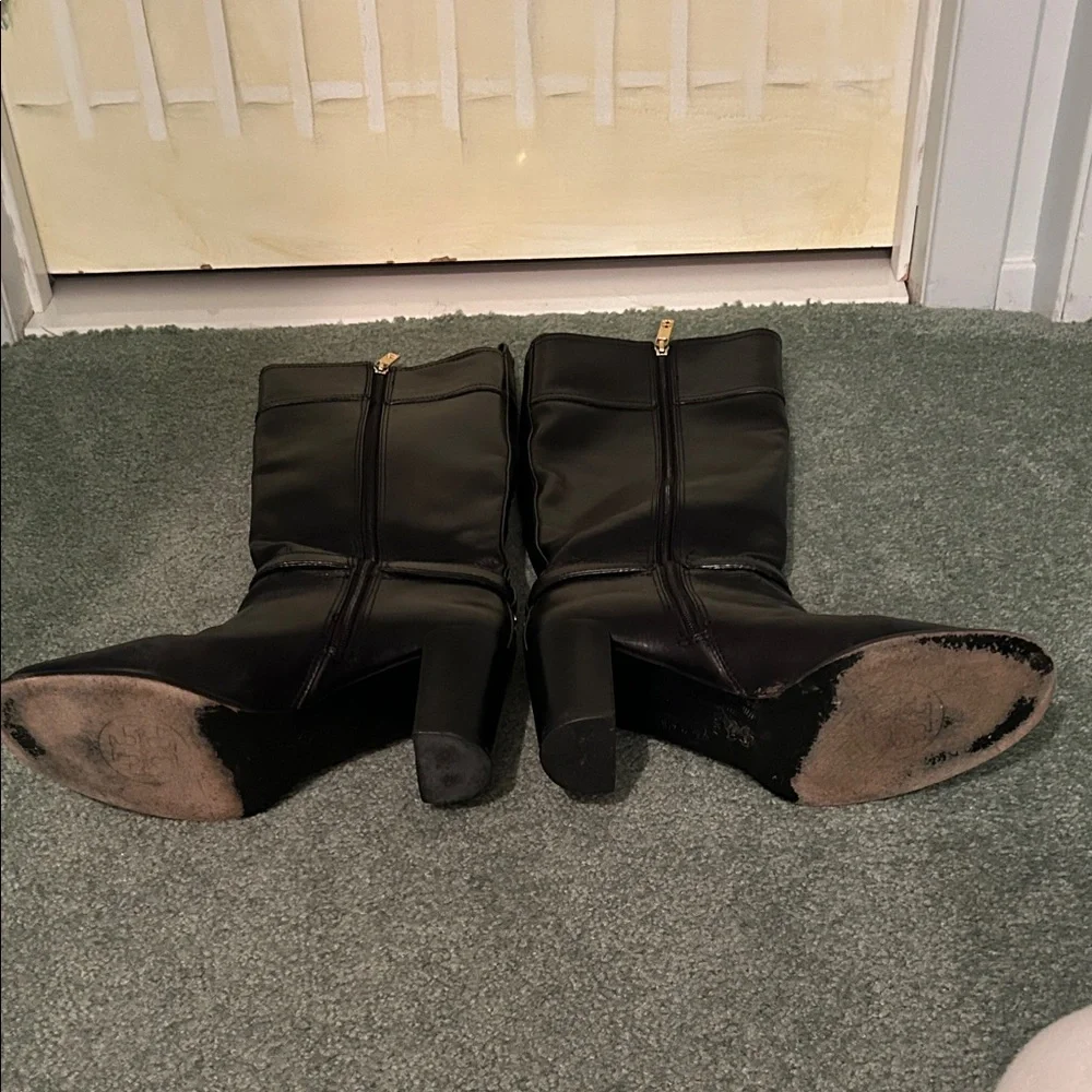 Tory Burch Daniella Leather High Black Riding Boots. 3.75” Heel. Size 10.5
